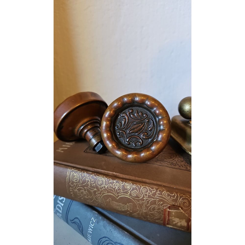 Antique 1890s Reading Bronze Rococo Eulalia Passage Door Knobs, Pair